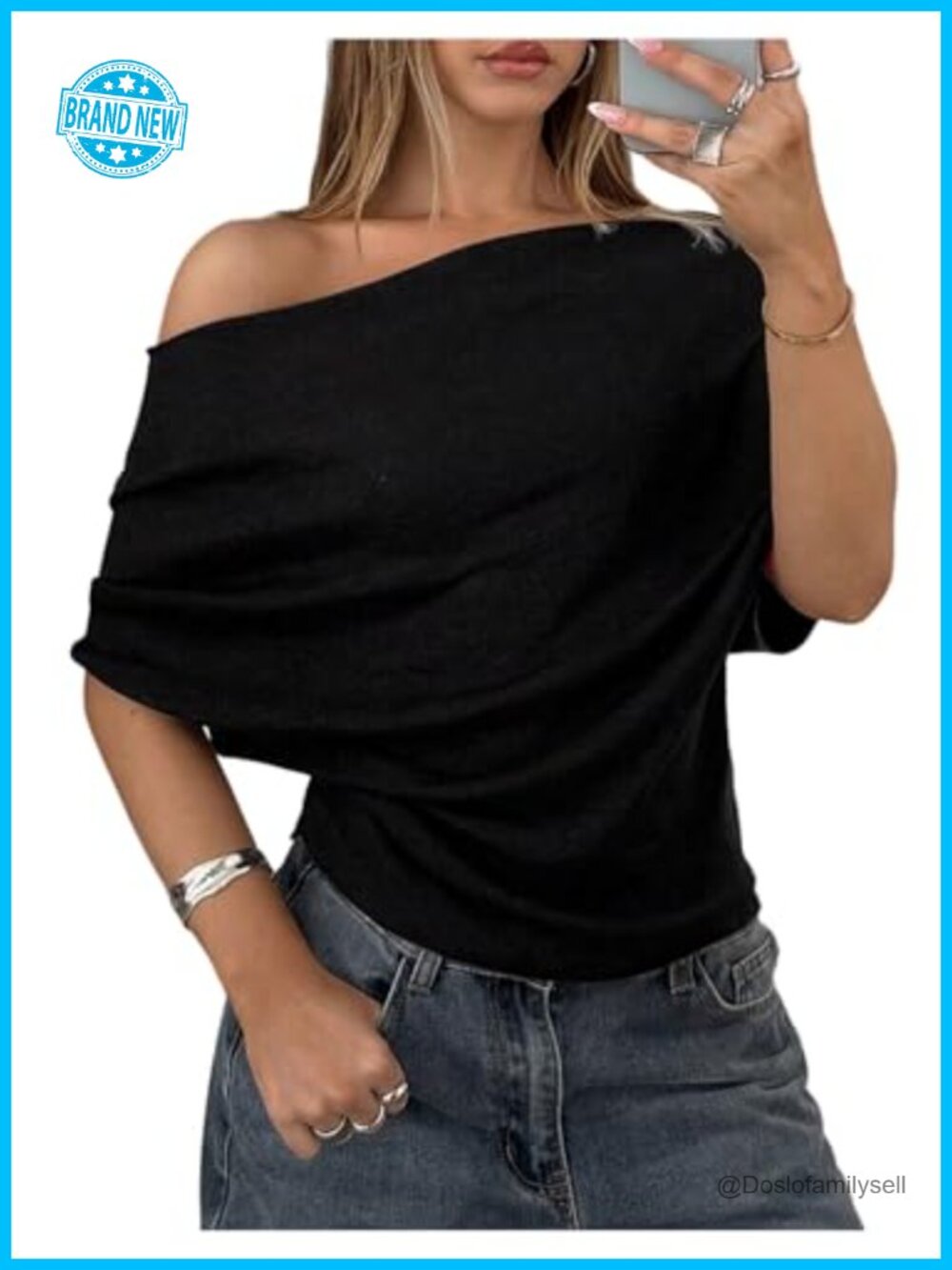 Women's Off Shoulder Bat Wing Sweater Loose Fit Pullover
